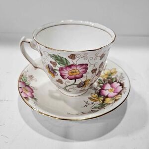 Adderley Vintage Bone China Floral Teacup and Saucer Set